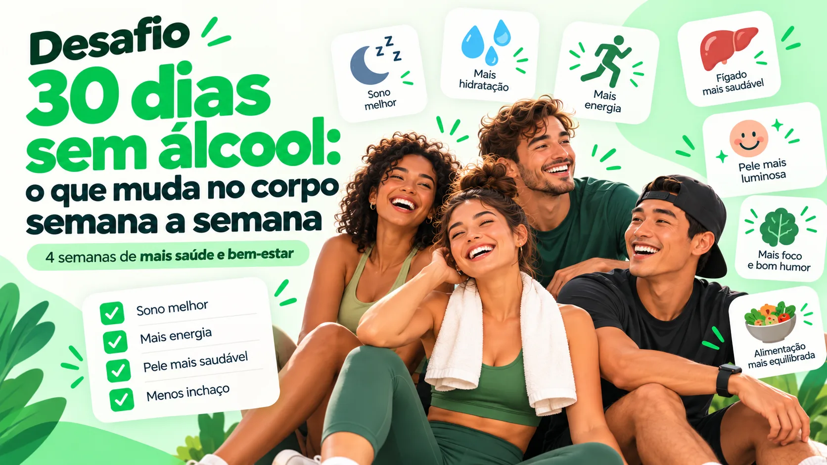 Desafio 30 dias sem álcool: o que muda no corpo semana a semana